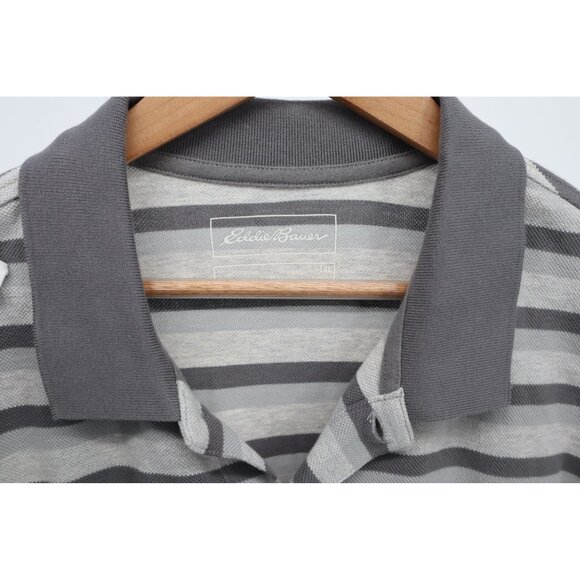 Eddie Bauer Mens Striped Gray Polo Shirt TXL 100% Cotton Short Sleeve - Picture 6 of 13